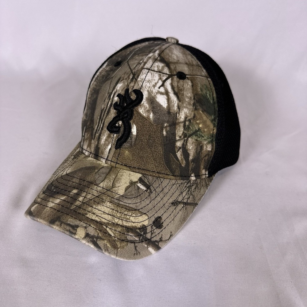 Browning Camo Hat Hook & Loop Cap Black Logo & Mesh